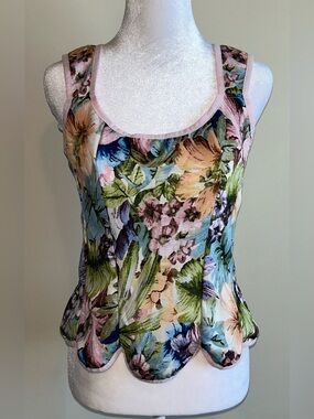 Multi Floral Scalloped Hem Camisole